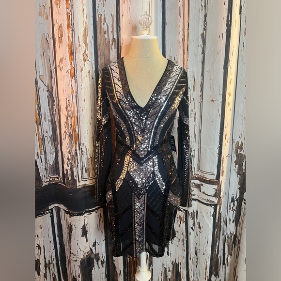 Express Dresses & Skirts - Homecoming Express Black and Silver Sequin Garment